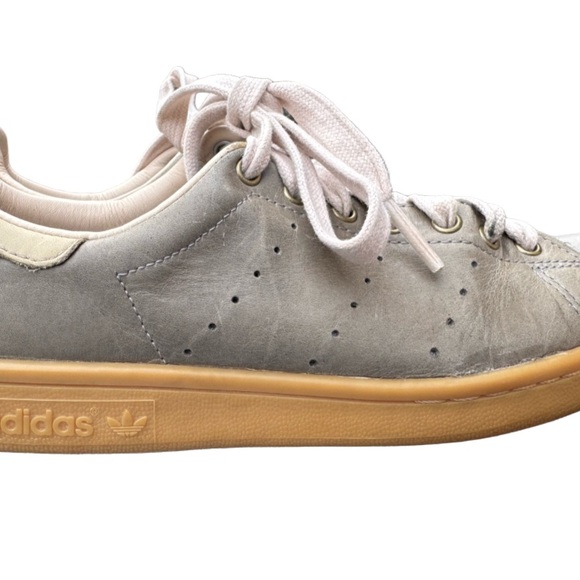 Adidas Gray Stan Smith Sneakers with Gum Sole - Picture 1 of 5